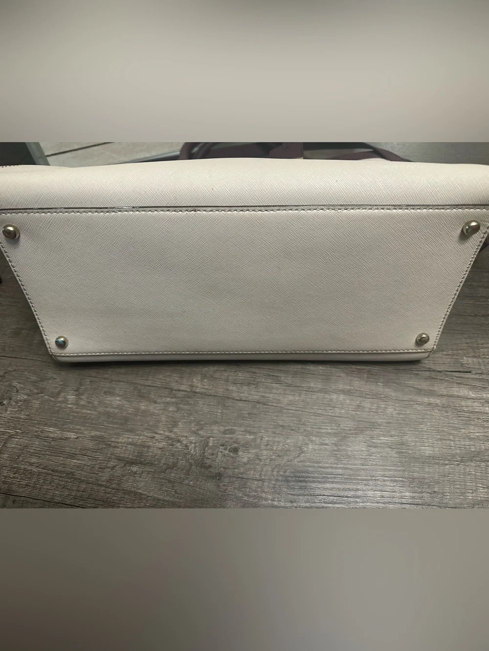 kate spade Cream and Plum Two-Tone Leather Satchel